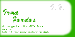 irma hordos business card